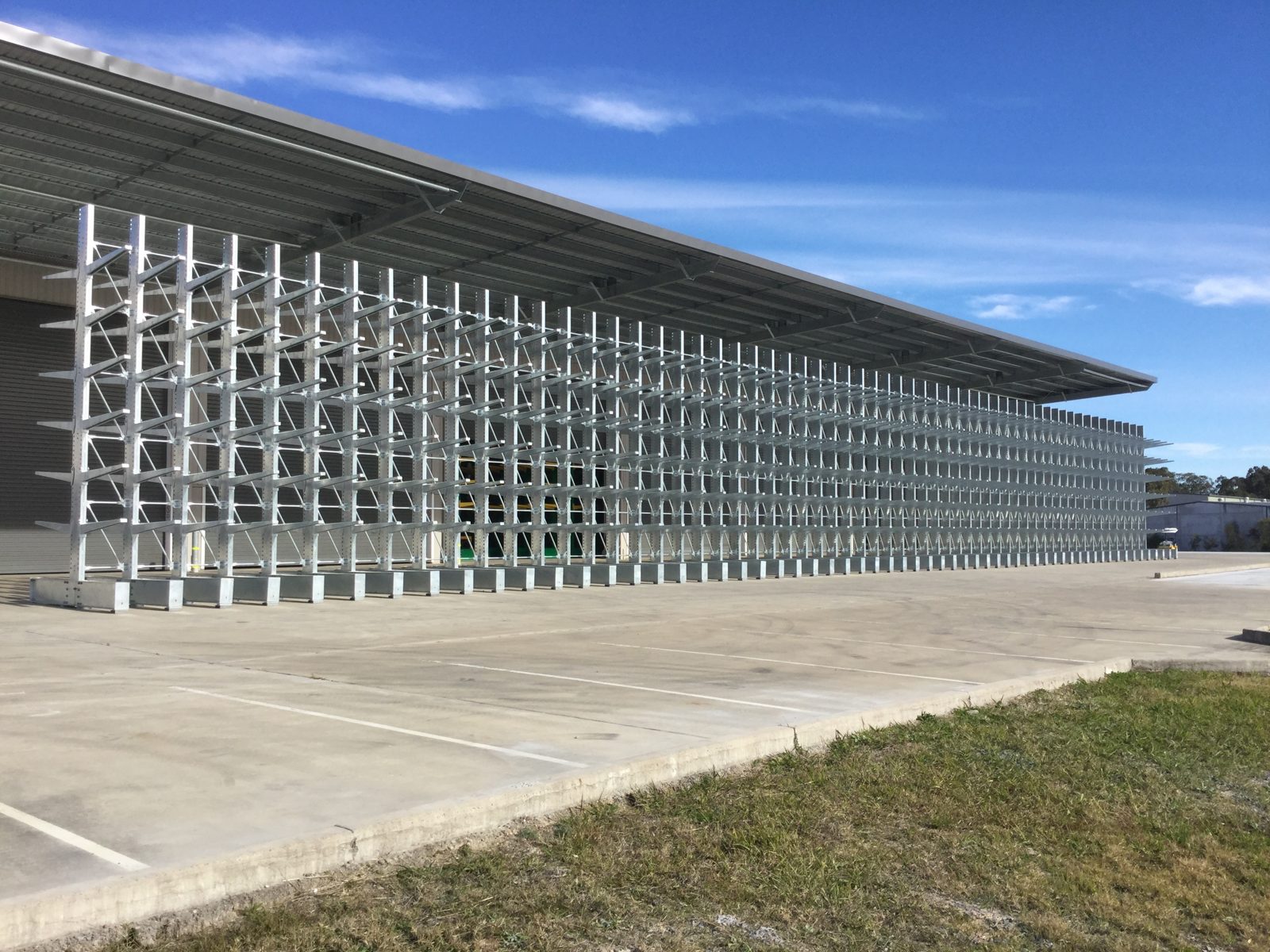 Galvanised cantilever racking installation